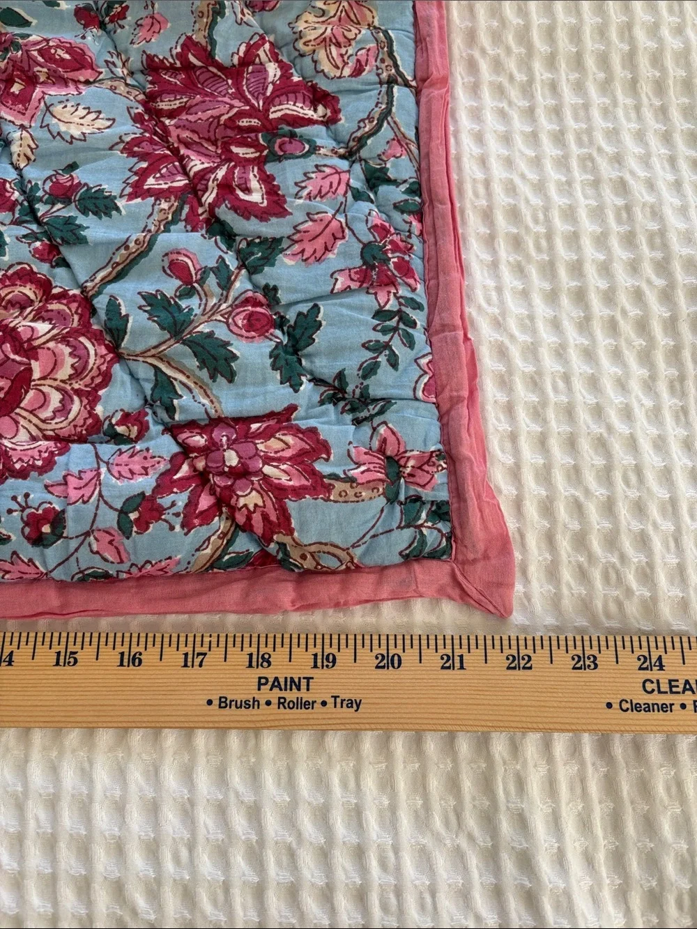 Pottery Barn Shannon Reversible Quilted Floral Pillow Shams Blue Pink Standard